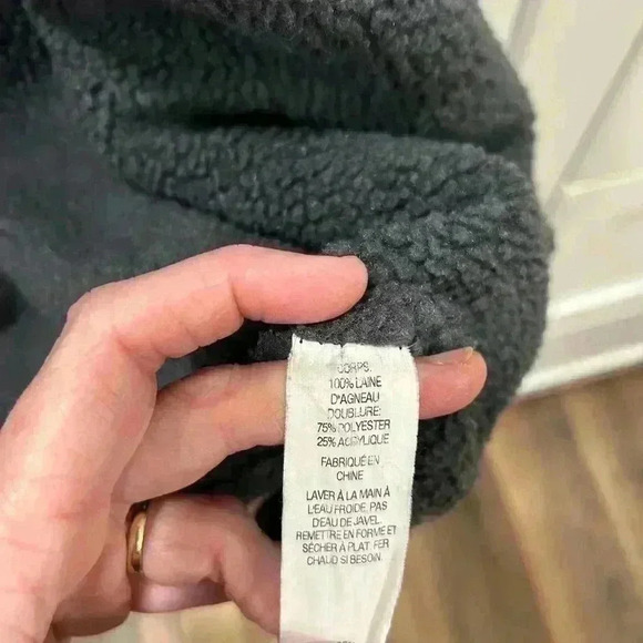 LL Bean Sweater Vest Mens Medium Grey 100% Lambs’ Wool Full Zip Fleece Lined - Picture 2 of 7